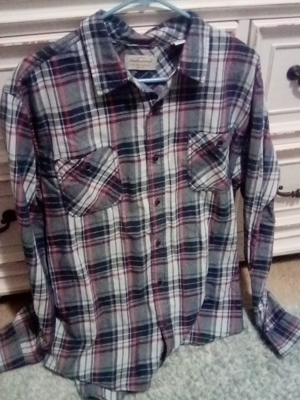 Weatherproof Men's Plaid Button-Down Shirt - White, Blue & Red